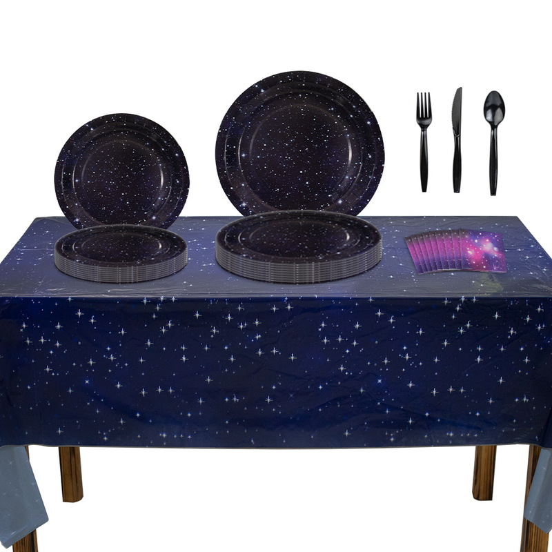 Amazon Halloween Easter Star Theme Star Holiday Party Disposable Tablecloth Knife and Fork Tableware suit