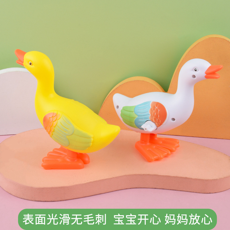 Juguete de cuerda para niños, pato blanco grande, gira y salta, niño pequeño artificial, niño y niña, animal bonito de 1 a 4 años