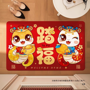 Year of the Snake New Style Floor Mat Entrance Door Mat New Year's Spring Festival Entrance Living Room Layout Home Red New Year Door Mat