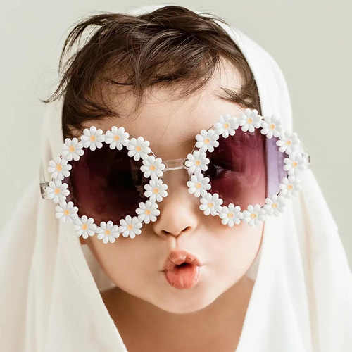 Children's new sunglasses, cute sunglasses, sunshades, sunflowers, girls, baby girls, anti-UV tide sunglasses