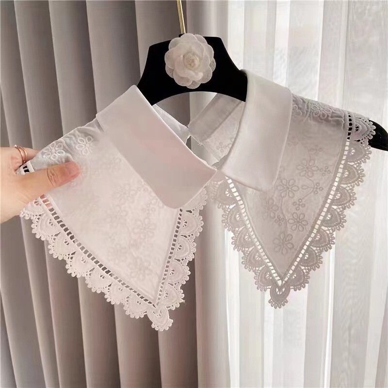 Versatile Fashion Embroidered Large Doll Collar Lace-Up Sweater Decorative Fake Collar Women's Lace Collar Inner Wear Versatile Fashion Embroidered Large Doll Collar Lace-Up Sweater Decorative Fake Collar Women's Lace Collar Inner Wear