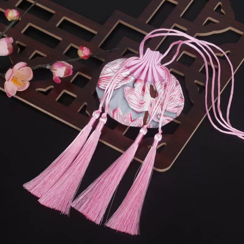 蛇年端午节香囊挂件古风粉色荷花刺绣汉服荷包艾草香包定自批发