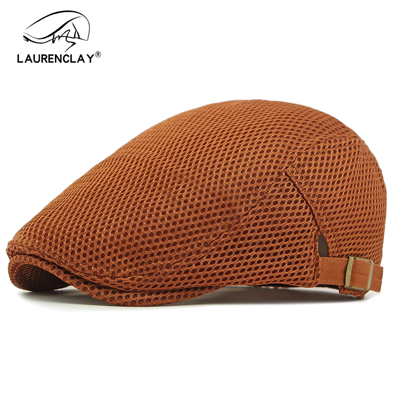 Boina de verano de las mujeres delgada malla hueca transpirable gorra de pico de estilo coreano de los hombres tablero de Luz Retro tapa de protección solar tapa delantera