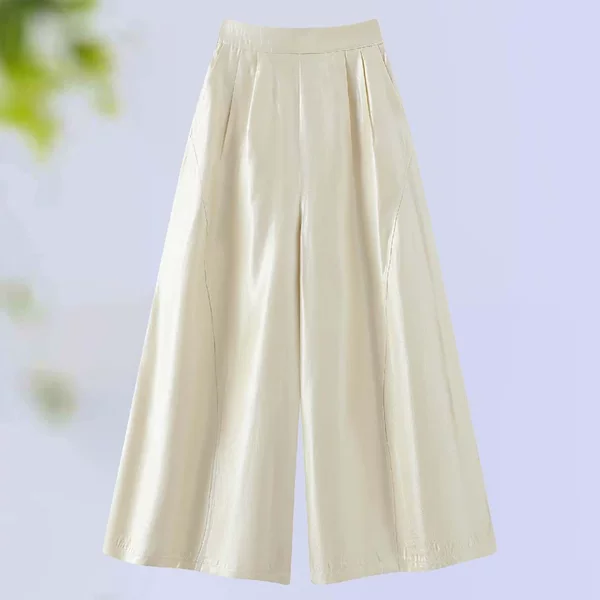 Spring Wide-Leg Pants for Young Mothers, Women's Casual Pants, Loose Fit, Flattering, New Chinese Style, Elegant and Slimming Pants