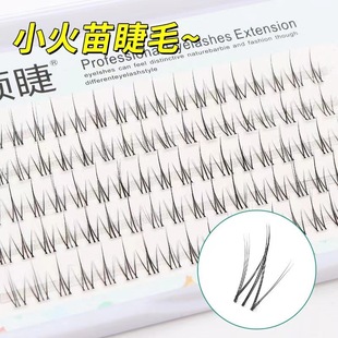 Five rows of transparent stem small flame eyelashes single cluster fake eyelashes natural realistic simulation students without makeup grafting