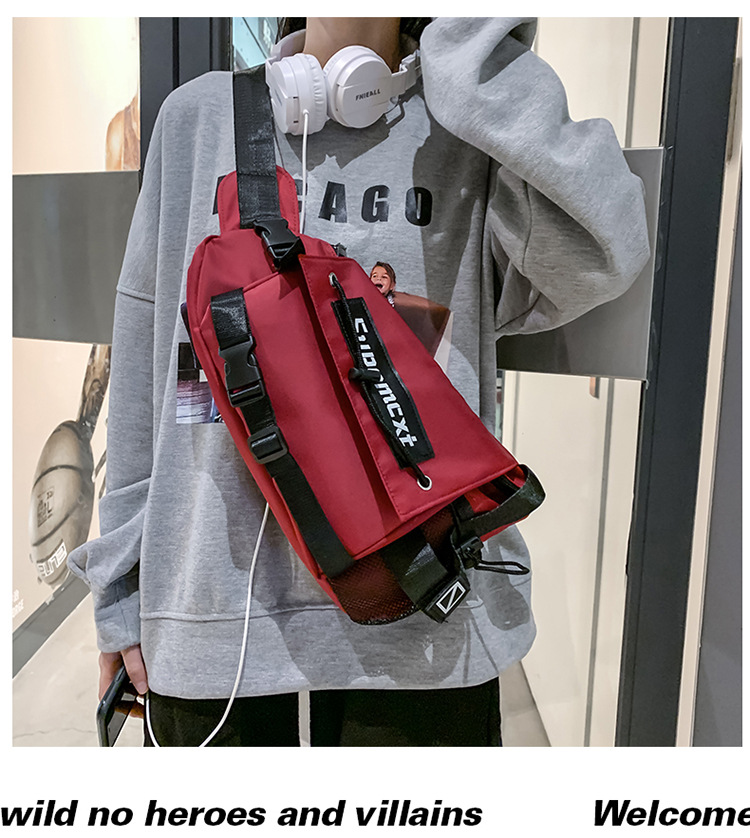 Internet Hot Casual Mechanical Style Simple 2021 New Sports Messenger Bag Mens and Womens NonCanvas Nylon Mobile Phone Chest Bagpicture5