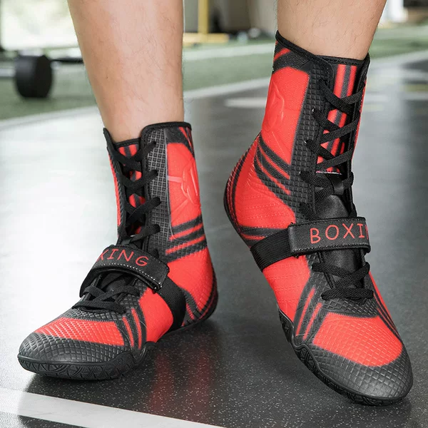 Professional Wrestling Shoes for Men and Women, High-Top Boxing Shoes, Fighting Training Shoes, Long Boots, Muay Thai Fighting Fitness Mesh Shoes