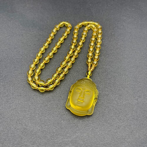 2pcs Yellow crystal frosted beadle pendant necklace Buddha temple god luck wealth necklace hang act the role of men and women sweater chain gifts