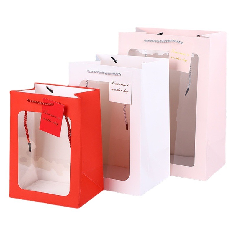 Bolso de ventana transparente día del maestro bolsa de embalaje de flores bolsa de regalo de exposición bolsa de regalo de ventana de muñeca de mano