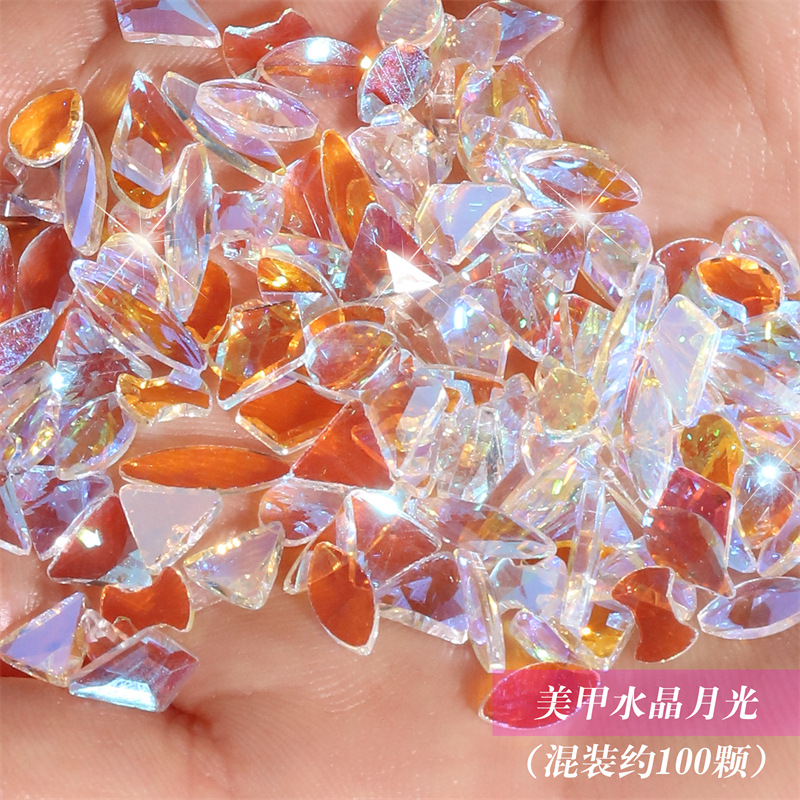 Mezclado 100 accesorios de uñas Aurora Phantom diamante especial en forma de pegatinas de diamantes llenos Nueva York tormenta brillante Negro uñas Fondo caliente diamante