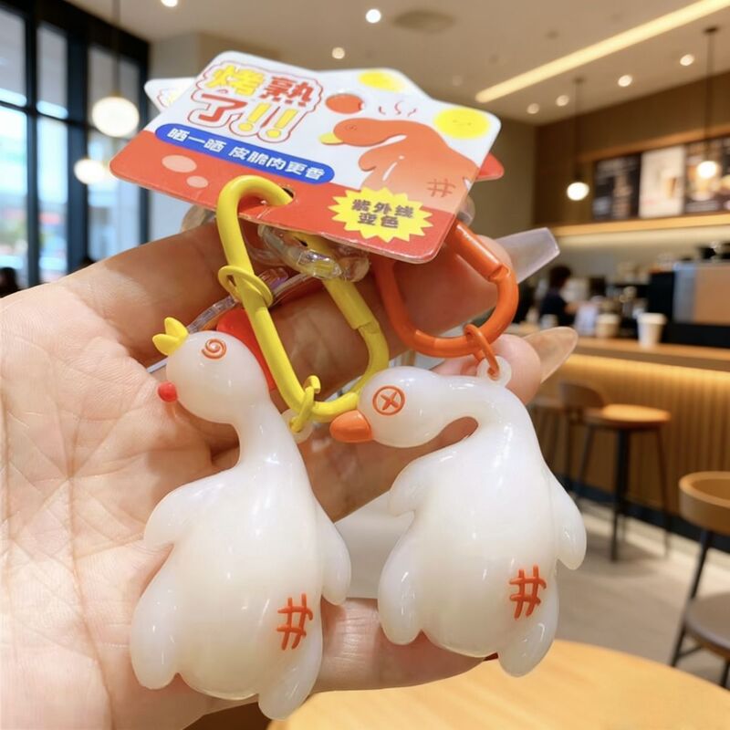 New Creative Internet-Famous Cartoon Genuine Color-Changing Roast Chicken and Roast Duck Doll Keychain for Women, Cute Backpack and Car Pendant