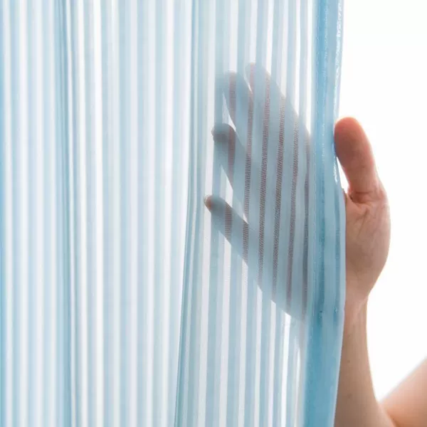 A47 striped vertical venetian blinds - light blue - butterfly embossed lace