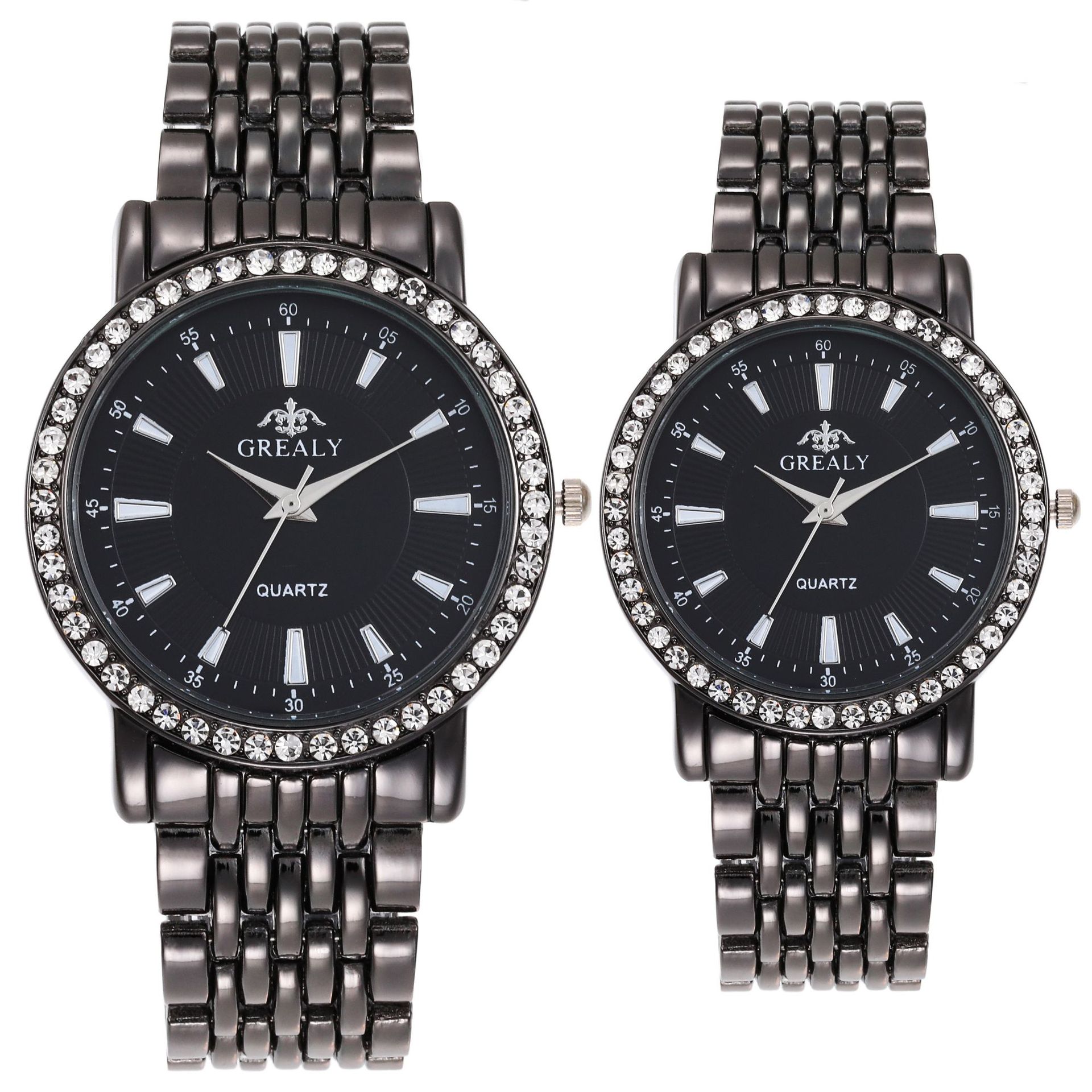 Foreign Trade Hot Selling Fashion Casual Business Alloy Steel Strip Diamond Male and Female Couple Watch Quartz Women's Watch in Stock