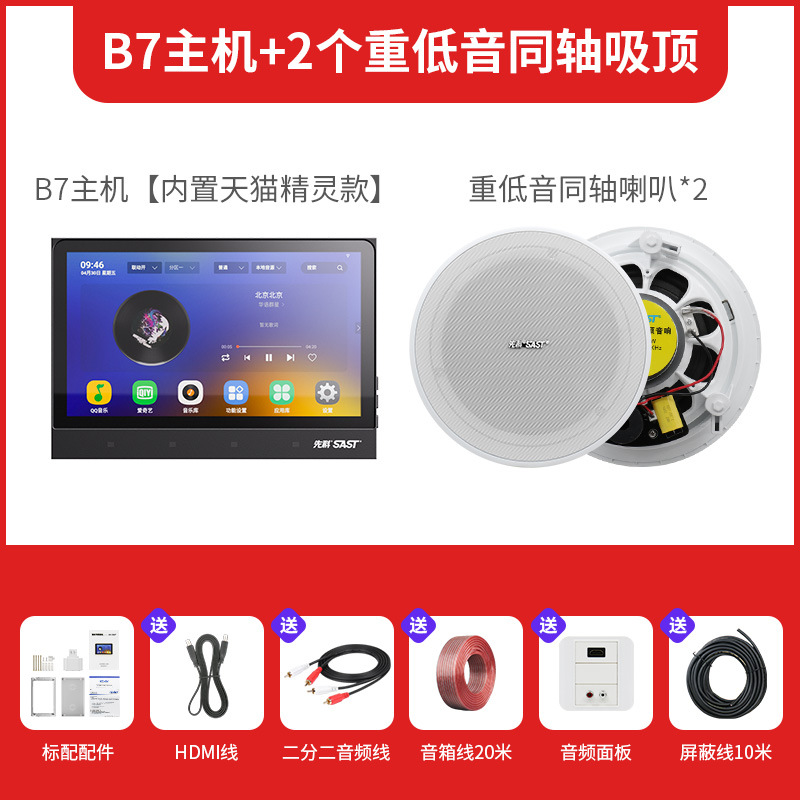 호스트 [내장 Tmall Elf] + 동축 서브우퍼 천장 스피커 2개