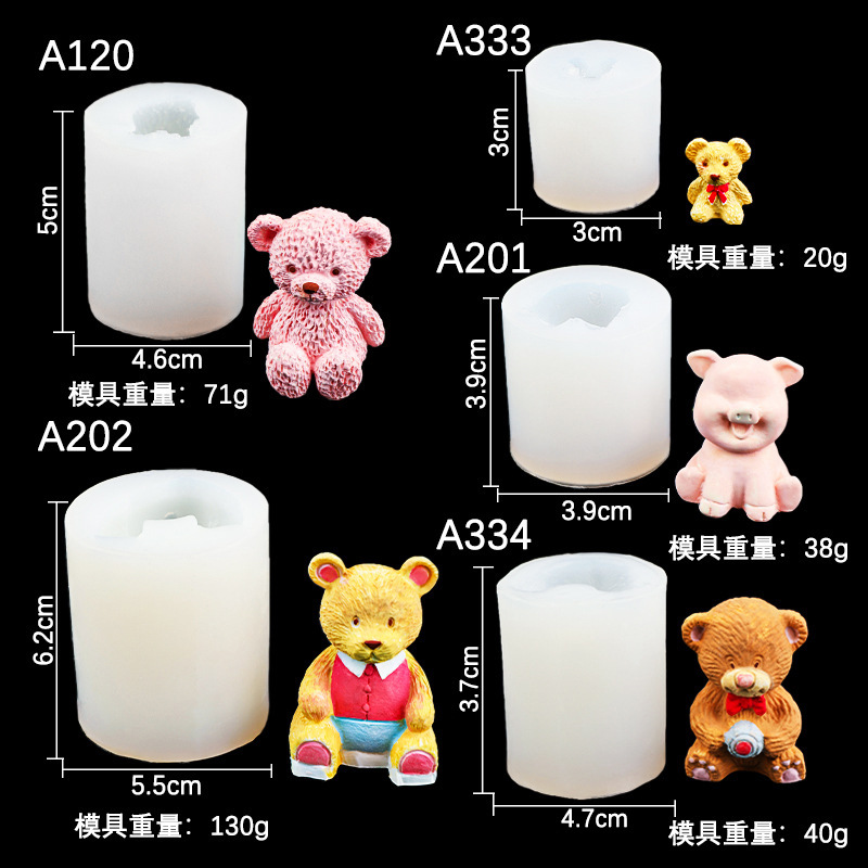 Dibujos animados sentado bola arco oso molde de silicona aromaterapia vela yeso molde hecho a mano decoración para hornear