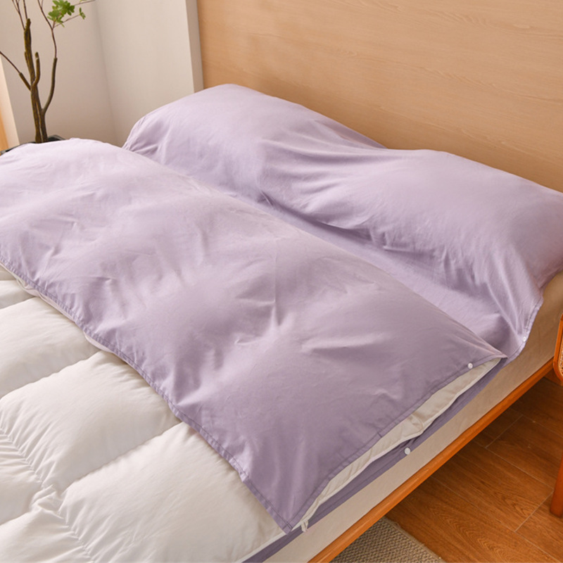 Saco de dormir sucio de hotel de algodón puro, sábana de viaje, funda de edredón, juego portátil de cuatro piezas para viajes de negocios