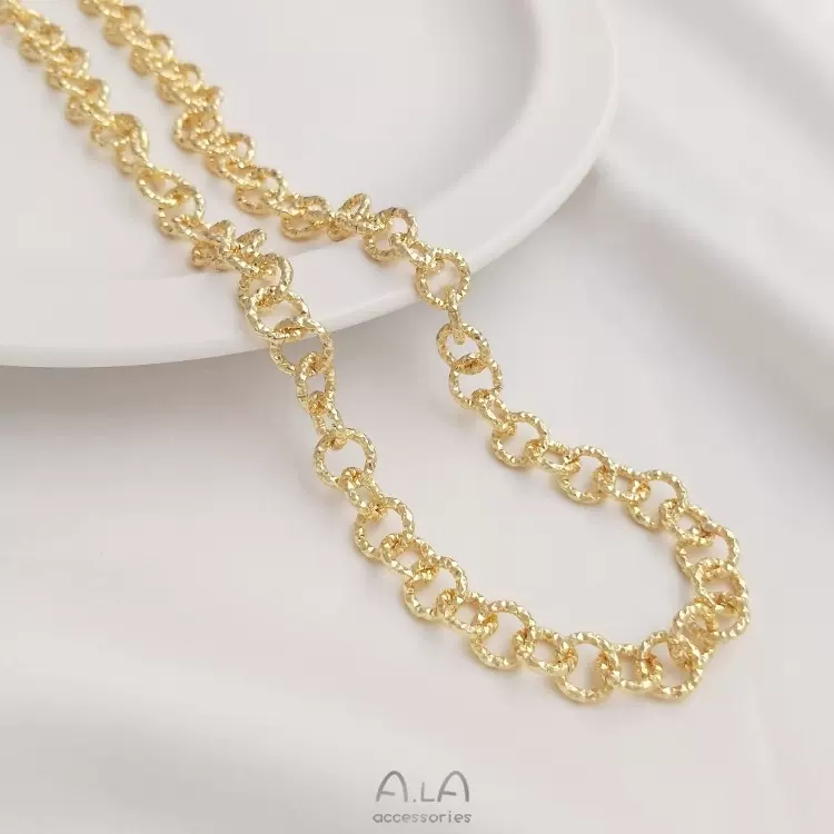 保色14K包真金8mm批花圆O链粗旷圆圈链条手工diy手链项链饰品散链