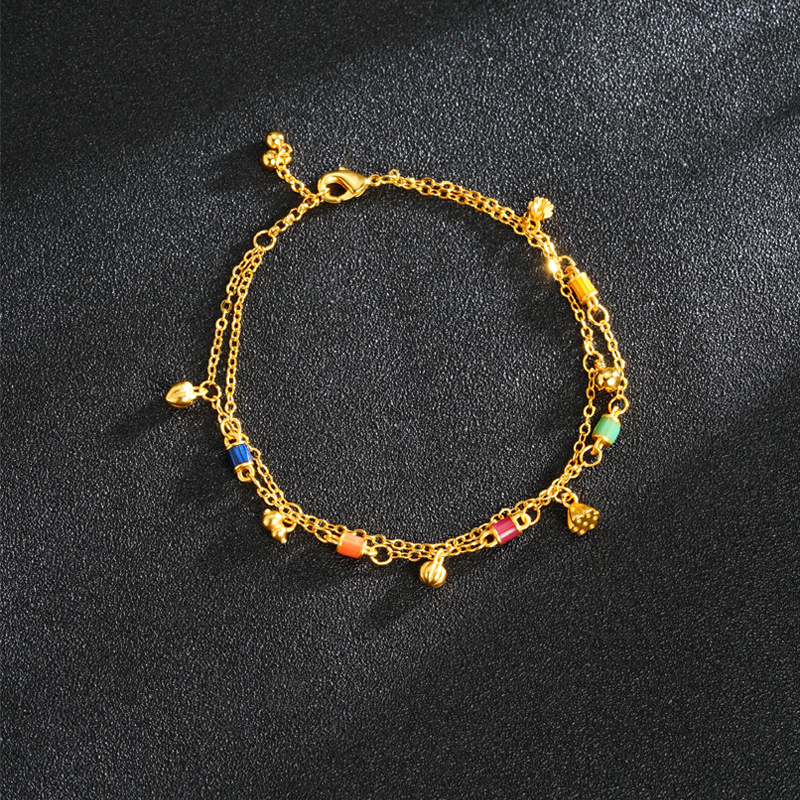 Gufasha oro retro color esmalte artesanía pulsera de lótus, diseño de tendencia nacional, joyería al por mayor