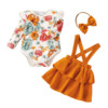 Bodysuit, dress, set, children's clothing, flowered, 3 piece set, European style