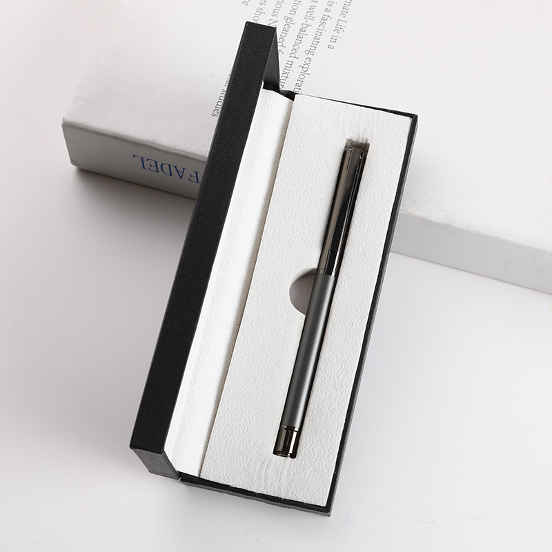 Pluma de firma de metal comercial de alta calidad, caja de regalo, logotipo personalizado, publicidad, grabación de pluma neutra