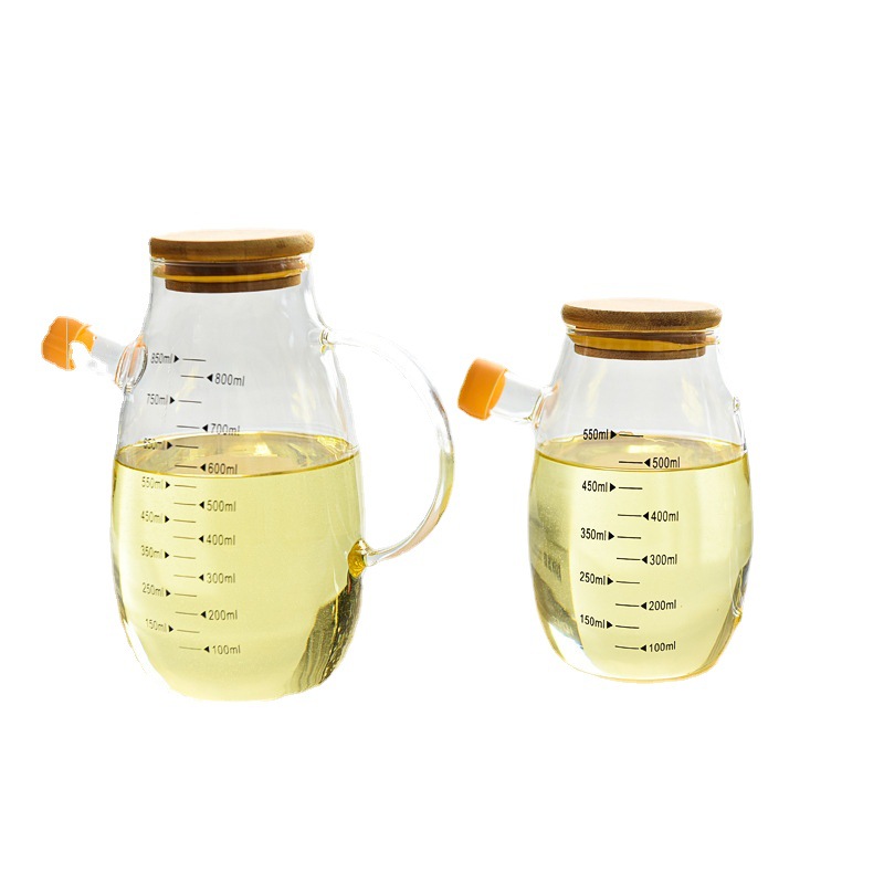 Engrasador de vidrio botella de aceite cocina hogar a prueba de fugas aceite no colgante con escala de gran capacidad salsa de soja botella de vinagre botella de condimento
