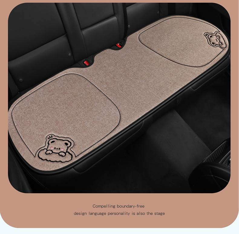 Car Seat Cushion, Suitable for All Seasons, Linen Seat Cushion Three-Piece Set, Rear Single-Piece Cushion, Car Interior Cushion, Wholesale Cross-Border