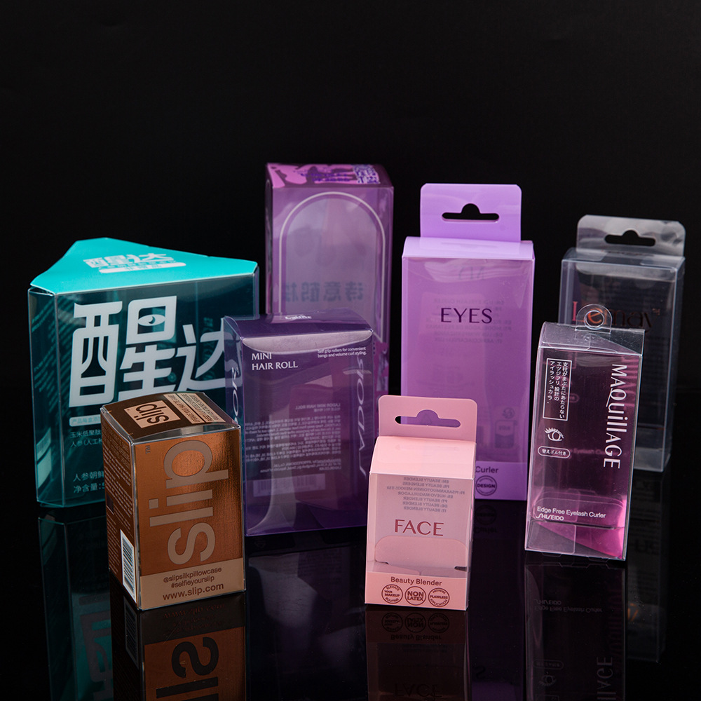 Caja de plástico transparente de PVC personalizada enjuague bucal huevo maquillaje belleza pestañas empaque caja de color mascota caja de embalaje transparente personalizada