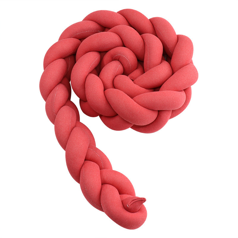 Protector de Barandilla de Cama con Trenza de Tres Hebras, Decoración de Barandilla de Cama para Bebés y Niños, Almohada Anudada de Estilo Europeo Tejida a Mano Estilo Ins.