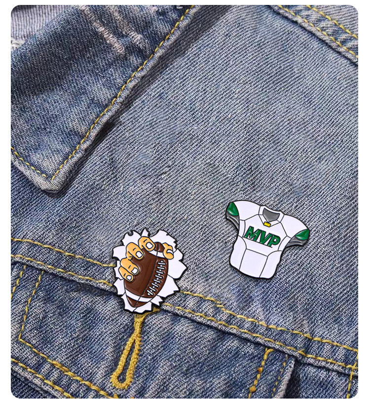 Rugby Pattern Cartoon Style Pin Rugby Alloy Enamel Unisex Brooches
