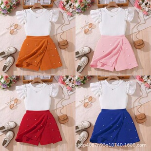 �羳ͯ�bGirls' summer short sleeved skirt two-piece set