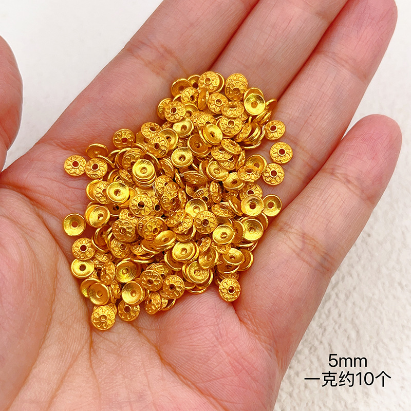 按克称S925银镀24K金花托手链项链串饰diy配件手工隔珠半成品|undefined