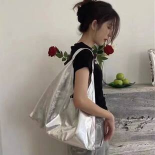 Capacious one-shoulder bag, polyurethane handheld shoulder bag