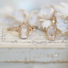 《镜泉之诗 》精致轻奢高仿天然白水晶奢华玫瑰花朵 女高级感指环