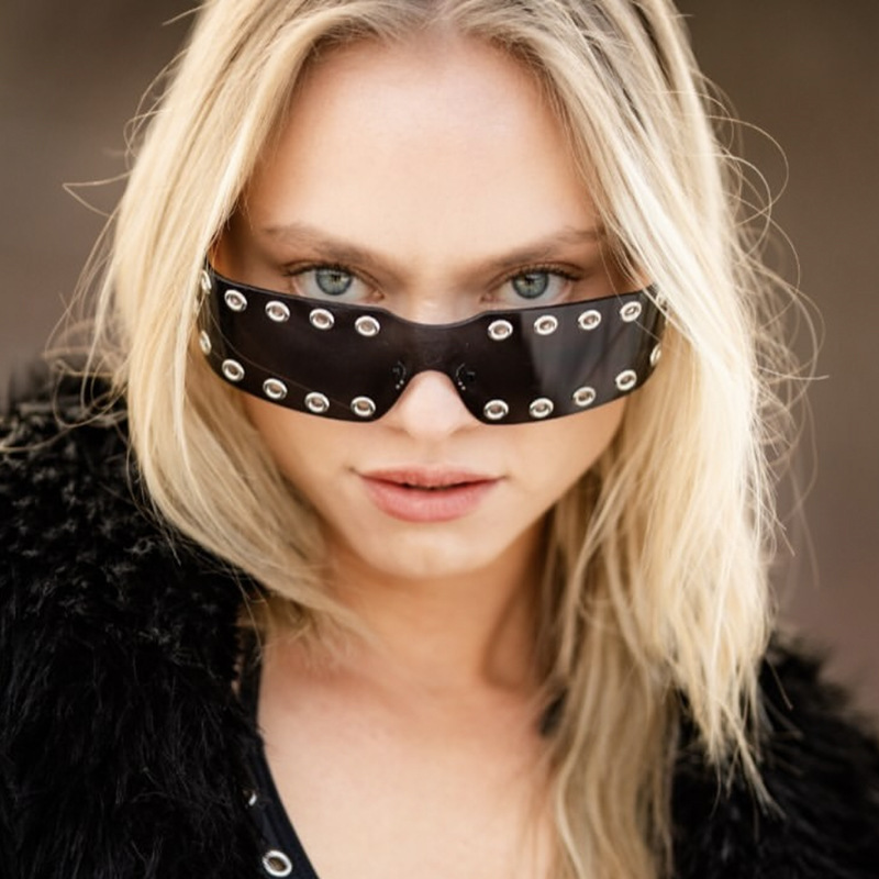 Dark Punk Hollow-Out Performance Sunglasses, Exaggerated One-Piece Trendy Sunglasses, Party Cyberpunk Sunglasses