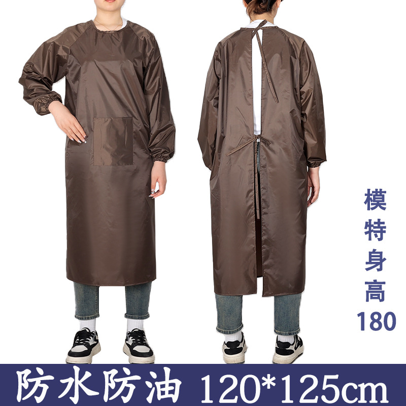 다크 브라운 방수 가운 (주머니) 중간 크기