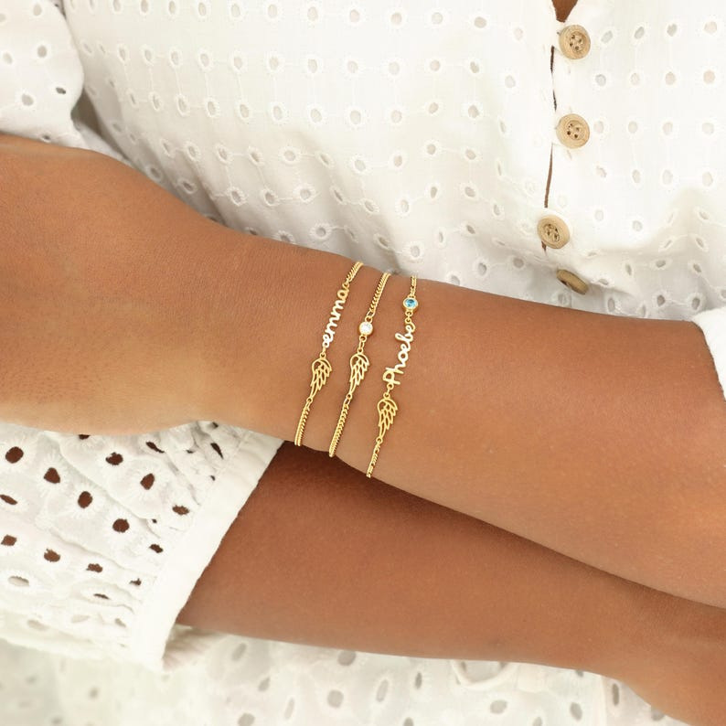 European and American cross-border stainless steel light luxury angel wings twelve birthstone custom letter guardian angel birthstone bracelet European and American cross-border stainless steel light luxury angel wings twelve birthstone custom letter guardian angel birthstone bracelet