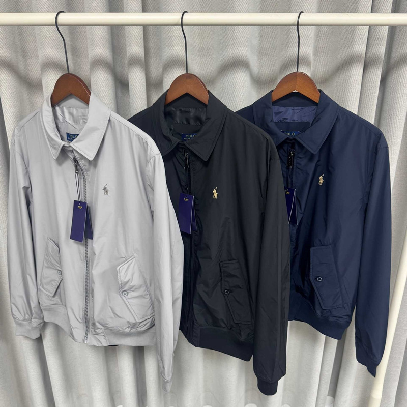 Cross-Border Ralph Lauren Pony Embroidery Old Money Style Casual Fashion Harrington Jacket Black Gray