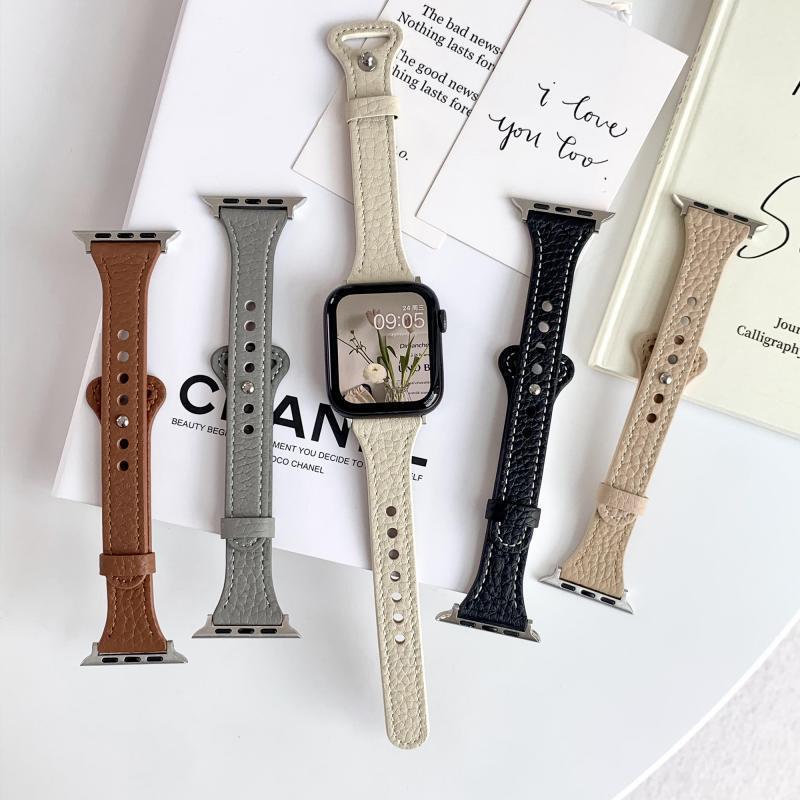 Suitable for Apple Watch 9, Apple Watch S10, New Lychee-Patterned Genuine Leather Watch Strap, iWatch 11 Generation 87Se