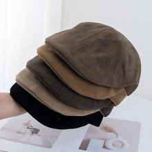 日系街头文艺前进帽男时尚英伦风报童帽秋冬复古咖啡色画家帽子女
