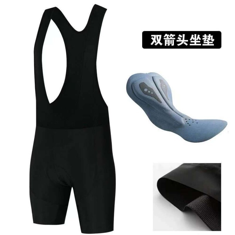 Foreign Trade Cycling Bib Shorts with Double Arrow Cushion, Black Quick-Dry Bicycle Shorts for Road and Mountain Biking