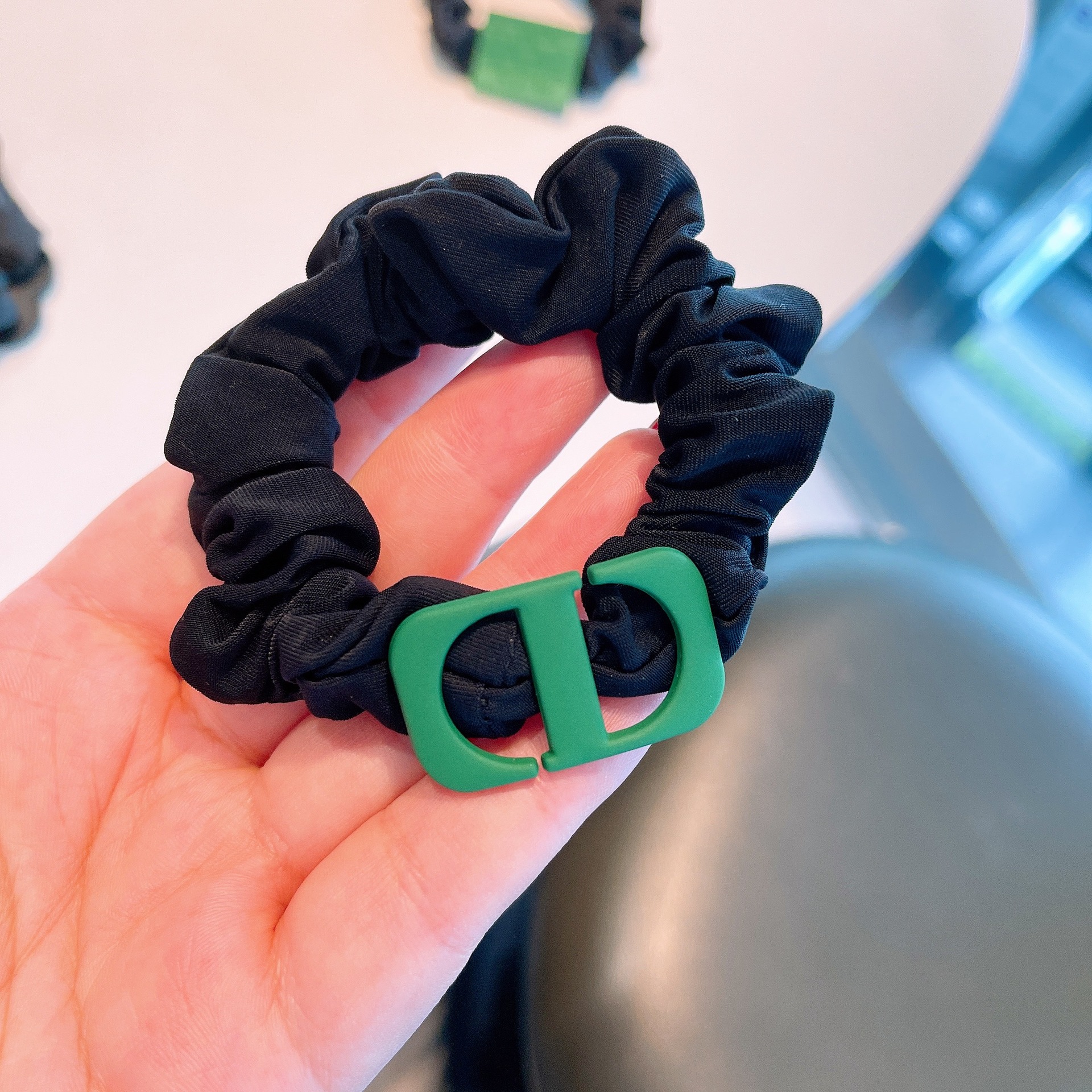 Fashionable Green Retro Ins Head Rope Hair Ring display picture 7