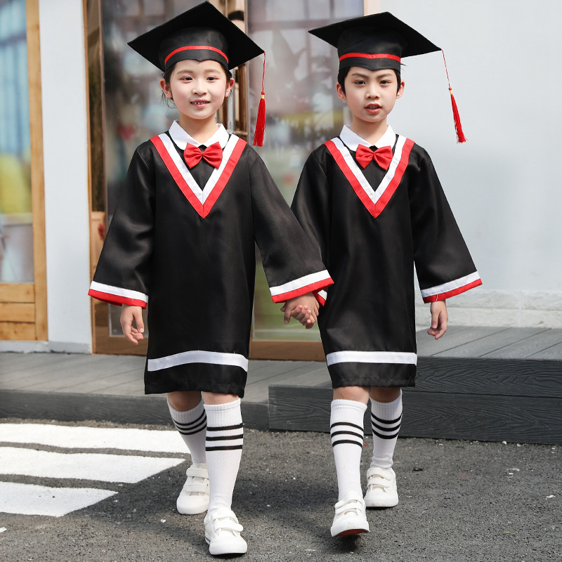 Bachelor's Gown Graduation Photo Outfit Doctoral Cap Robe Elementary School Dress Children's Korean Style College Style Graduation Photography Outfit