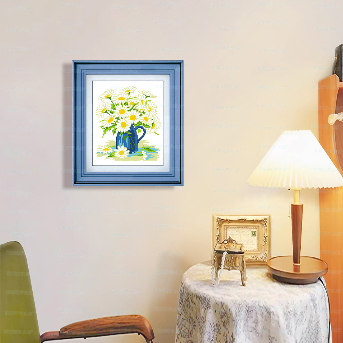 Mona Lisa rosa real de bordado cruzado margarita 2026 nuevo estilo simple sala de estar decoración floral hecha a mano image 3