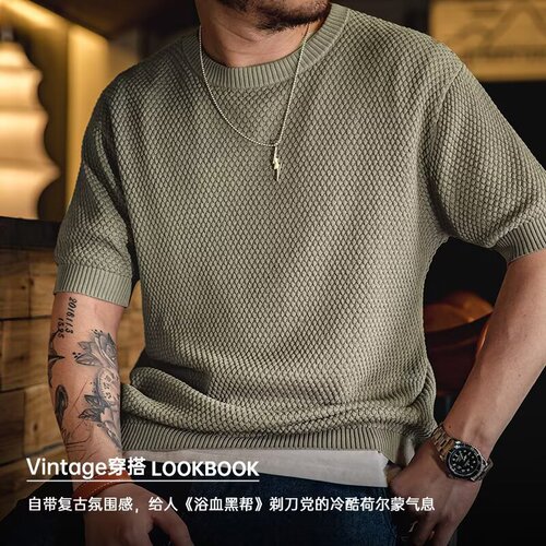 Men's 2025 Short Sleeve T-Shirt, Ins Trendy Brand, Western Hip-Hop Style, Round Neck Top, Summer Fashion, Versatile Trendy Knit Shirt