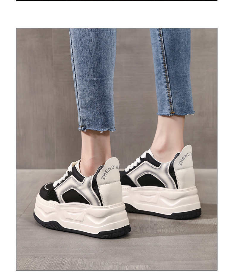 Giày sneaker nữ đế dày tăng chiều cao phong cách vintage — màu đen chi tiết 13