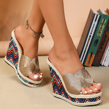 10368-A19 外贸亚马逊新款欧美性感新款时尚简约坡跟防水台车拖鞋