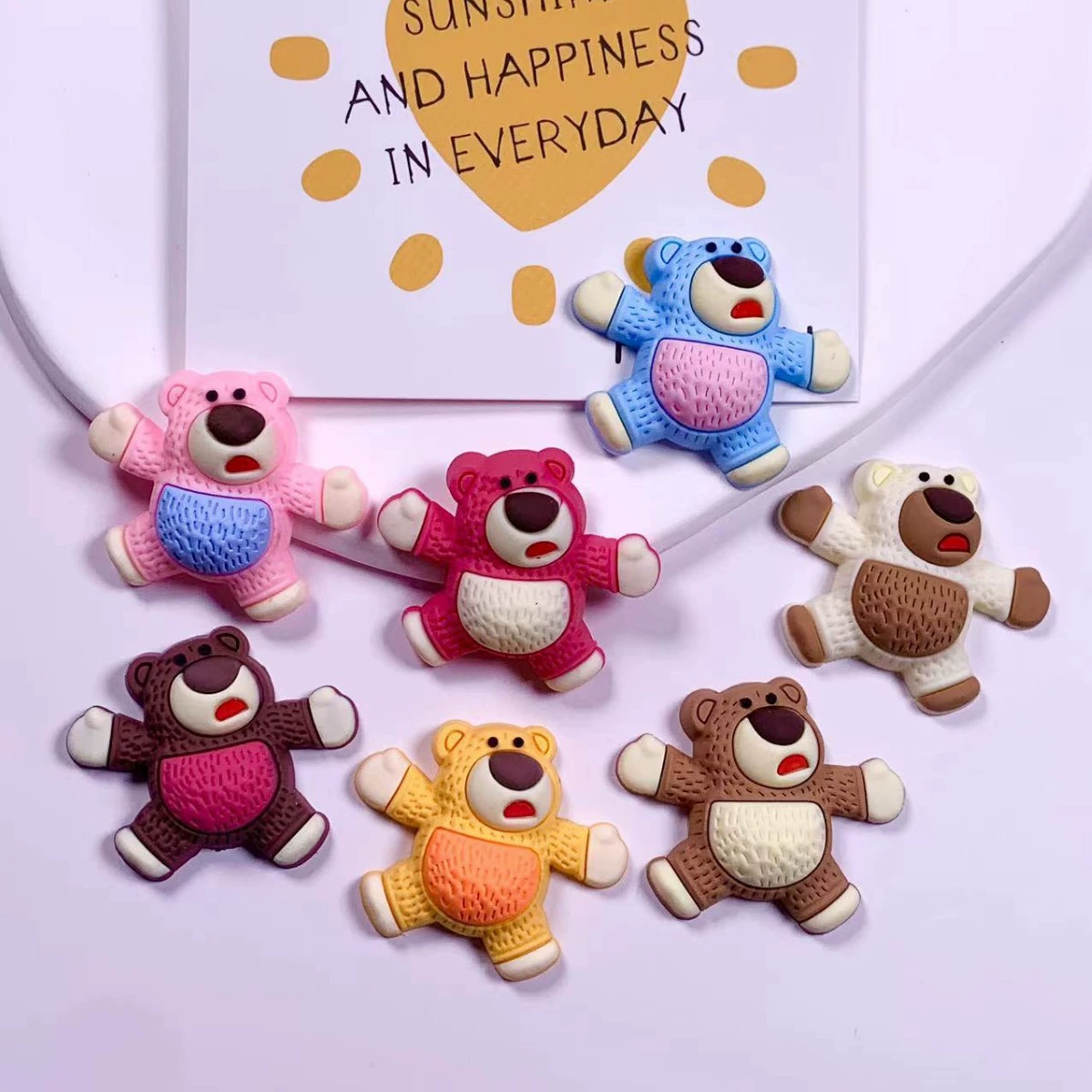 Мультяшный мягкий клей, милый клубничный медведь, милые аксессуары, кремовый клей ручной работы, чехол для мобильного телефона, наклейки, ювелирные аксессуары, оптовая продажа