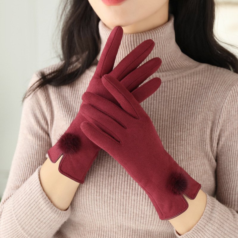 Men's Gloves Spring and autumn winter suede plus velvet gloves touch screen riding driving non slip warm cold Gloves_voghion.com
