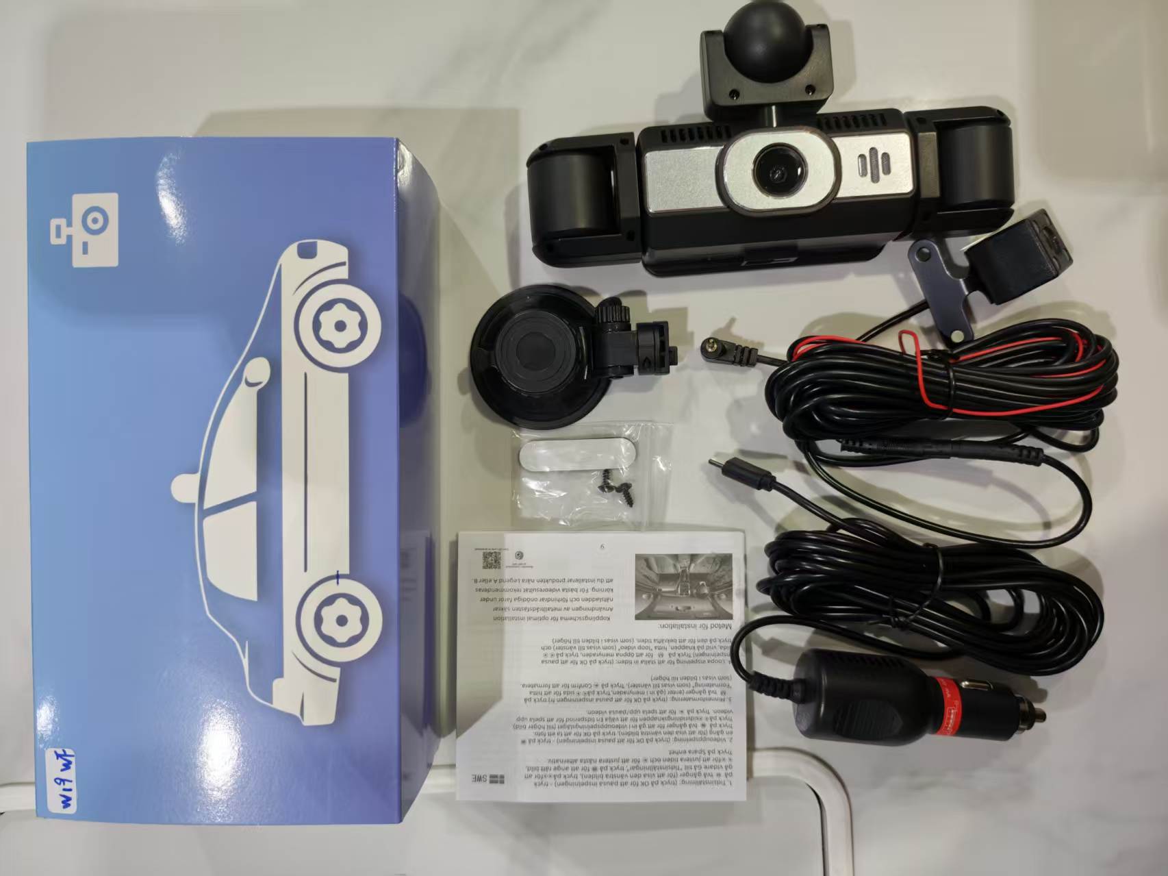 W19-5 lens dash cam, 3.16-inch 1080P HD night vision, five-channel recording, factory-installed camera, 360-degree panoramic view