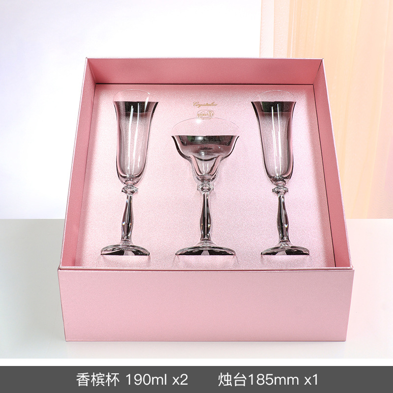Caja de regalo de copas de champán de cristal importadas de la República Checa, copa de cristal de alta gama, copa de vino, recuerdo de boda, regalo de lujo ligero para el Día de San Valentín